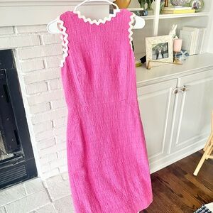 J. Crew Pink Sleeveless Dress with White Trim